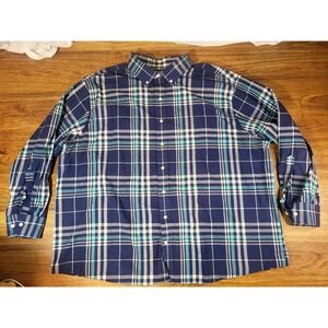 Oak Hill Size 2XL Blue Plaid Button Up Shirt